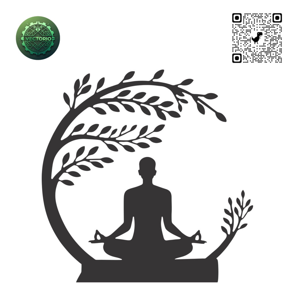 YOGA ZEN SPIRITUAL TREE vector design for laser cutting and engraving