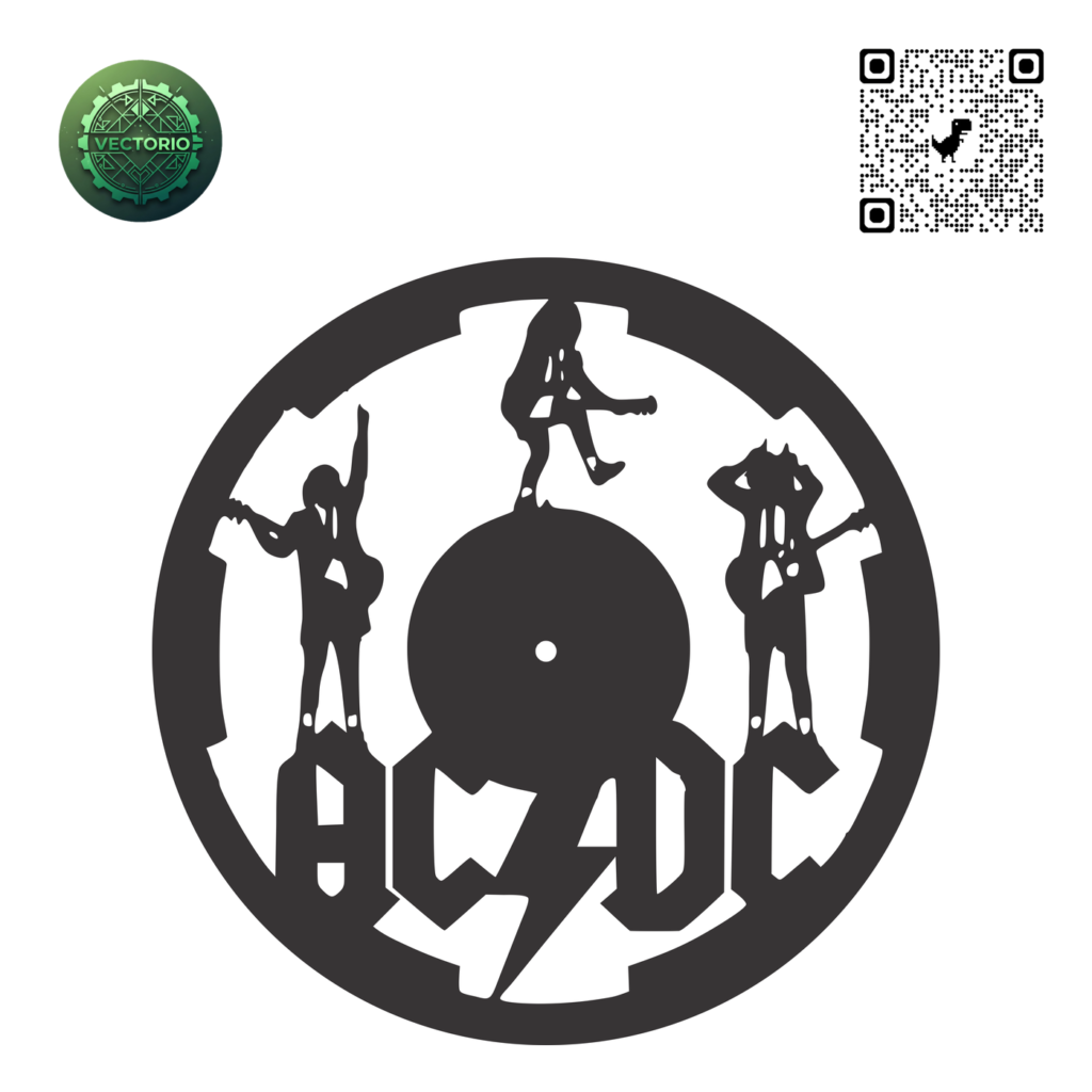 ACDC WALL CLOCK vector design for laser cutting and engraving