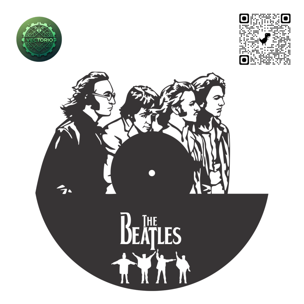 BEATLES WALL CLOCK 4 vector design for laser cutting and engraving