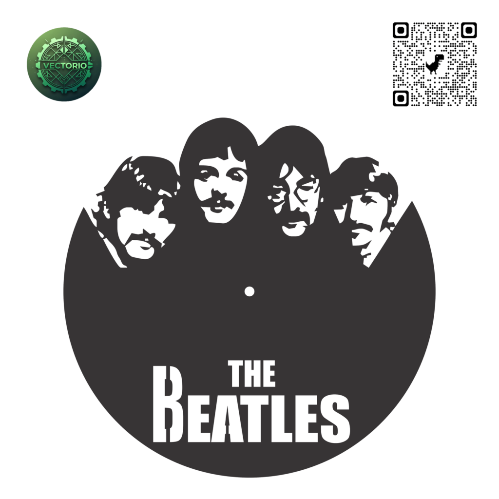 BEATLES WALL CLOCK 5 vector design for laser cutting and engraving