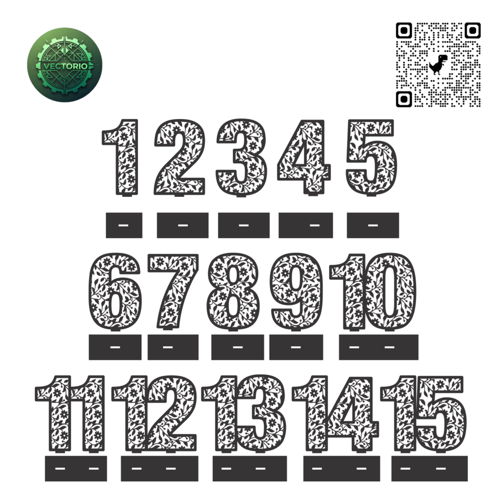 BOLD BLOCK TABLE NUMBERS vector design for laser cutting and engraving