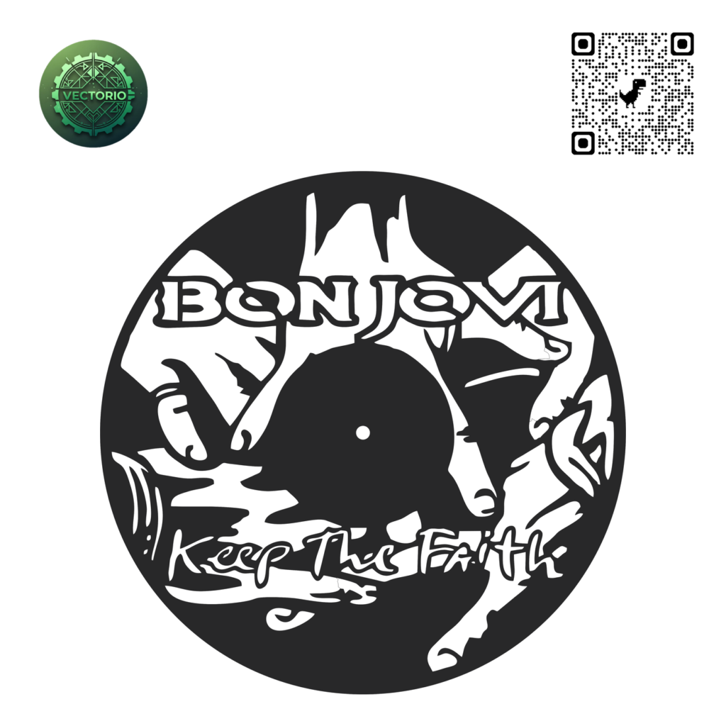 BON JOVI WALL CLOCK vector design for laser cutting and engraving