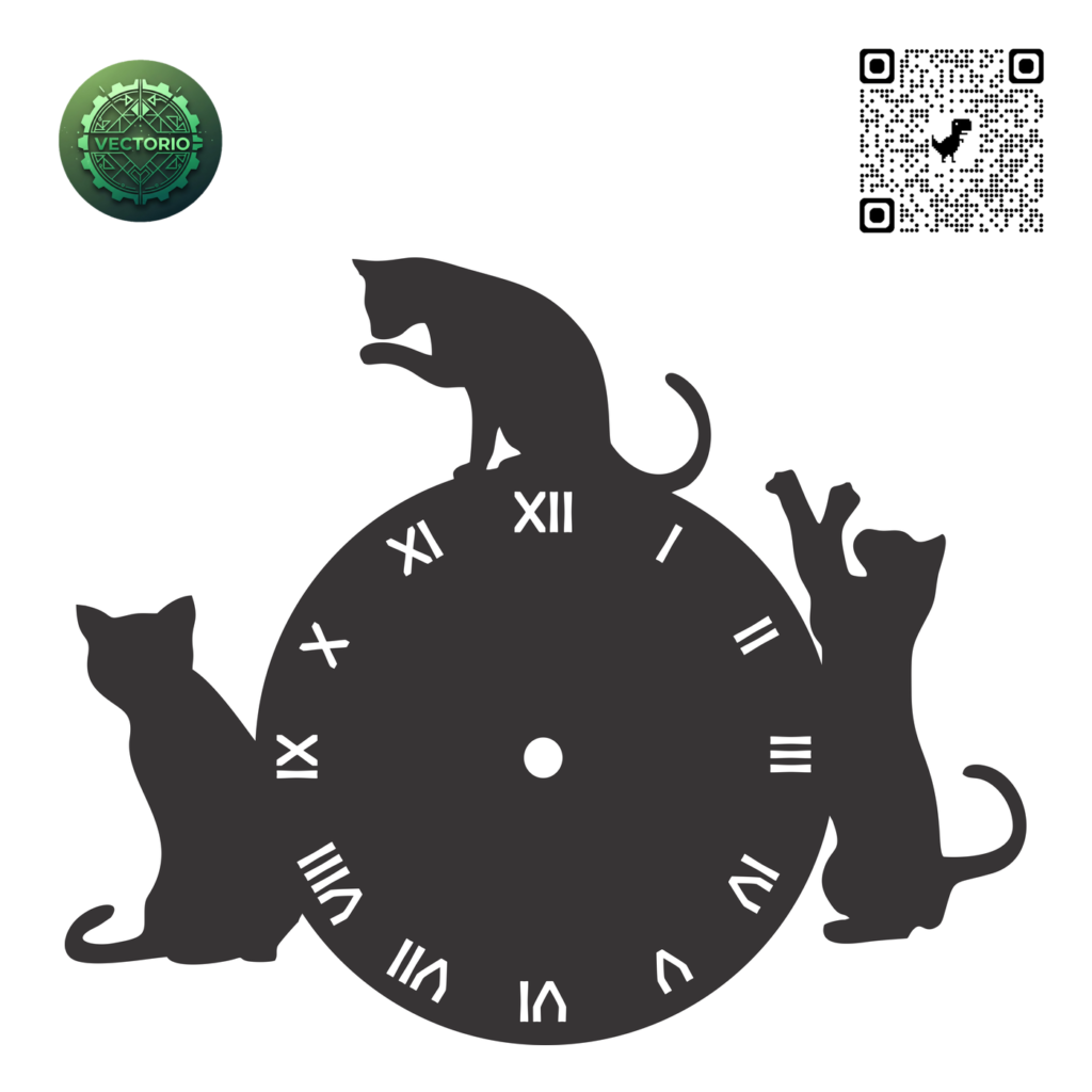 CAT WALL CLOCK 2 vector design for laser cutting and engraving