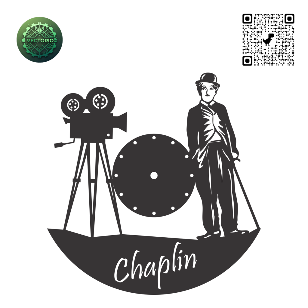 CHAPLIN WALL CLOCK vector design for laser cutting and engraving