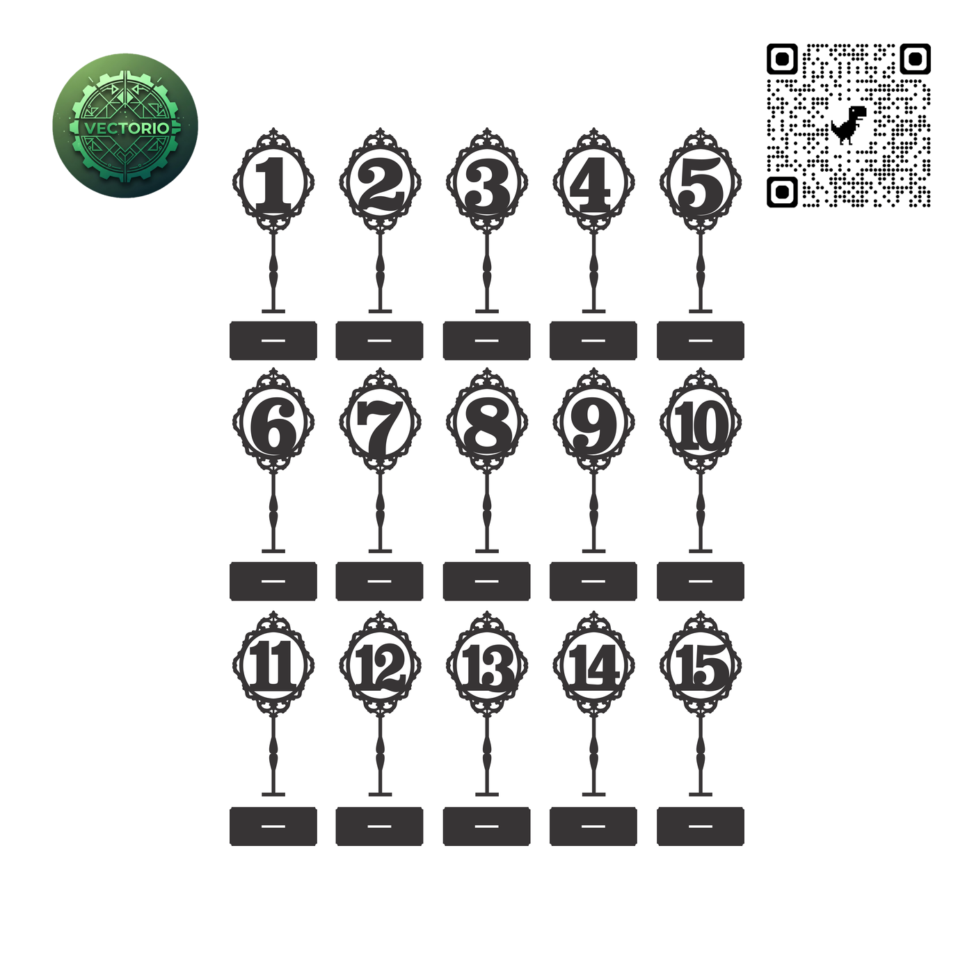 CLASSIC TALL STICK TABLE NUMBERS vector design for laser cutting and engraving