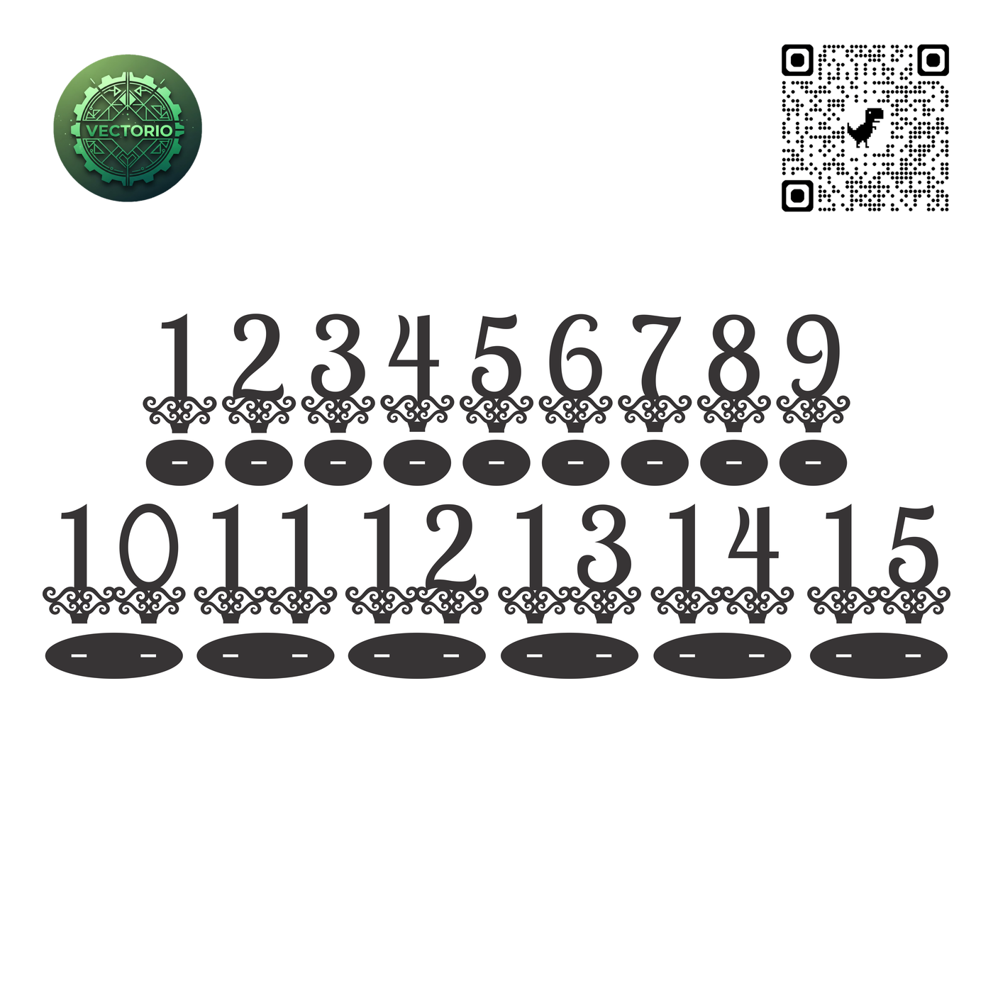 ELEGANT SERIF WEDDING TABLE NUMBERS vector design for laser cutting and engraving