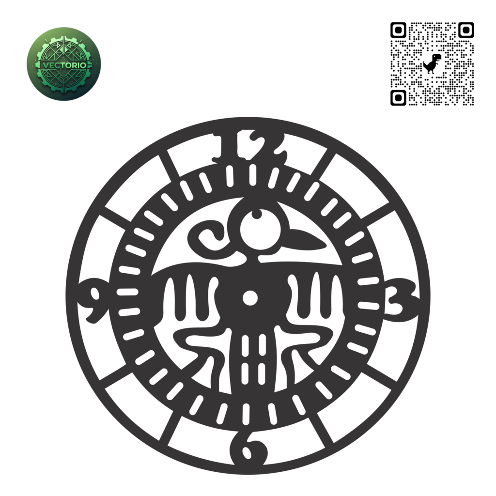 ETNIC WALL CLOCK vector design for laser cutting and engraving