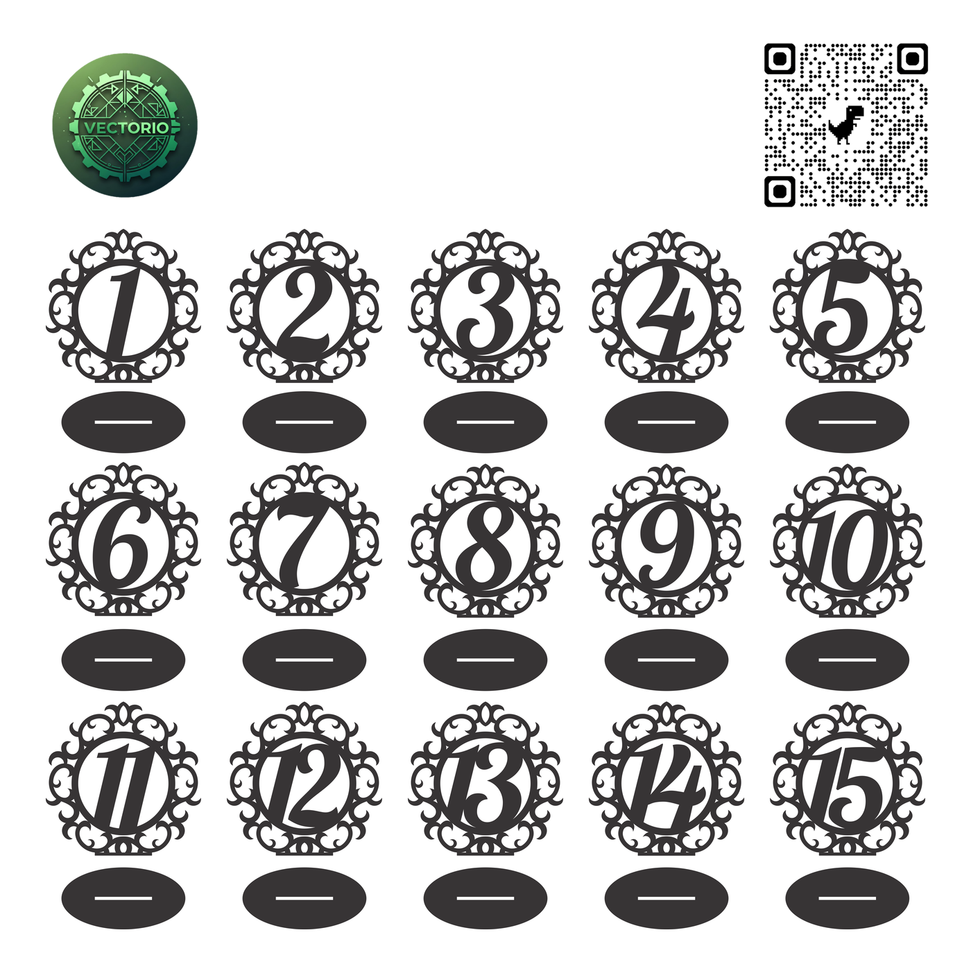 FLORAL MANDALA DESIGN TABLE NUMBERS vector design for laser cutting and engraving