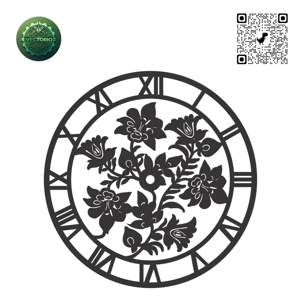 FLOWER WALL CLOCK 2 vector design for laser cutting and engraving