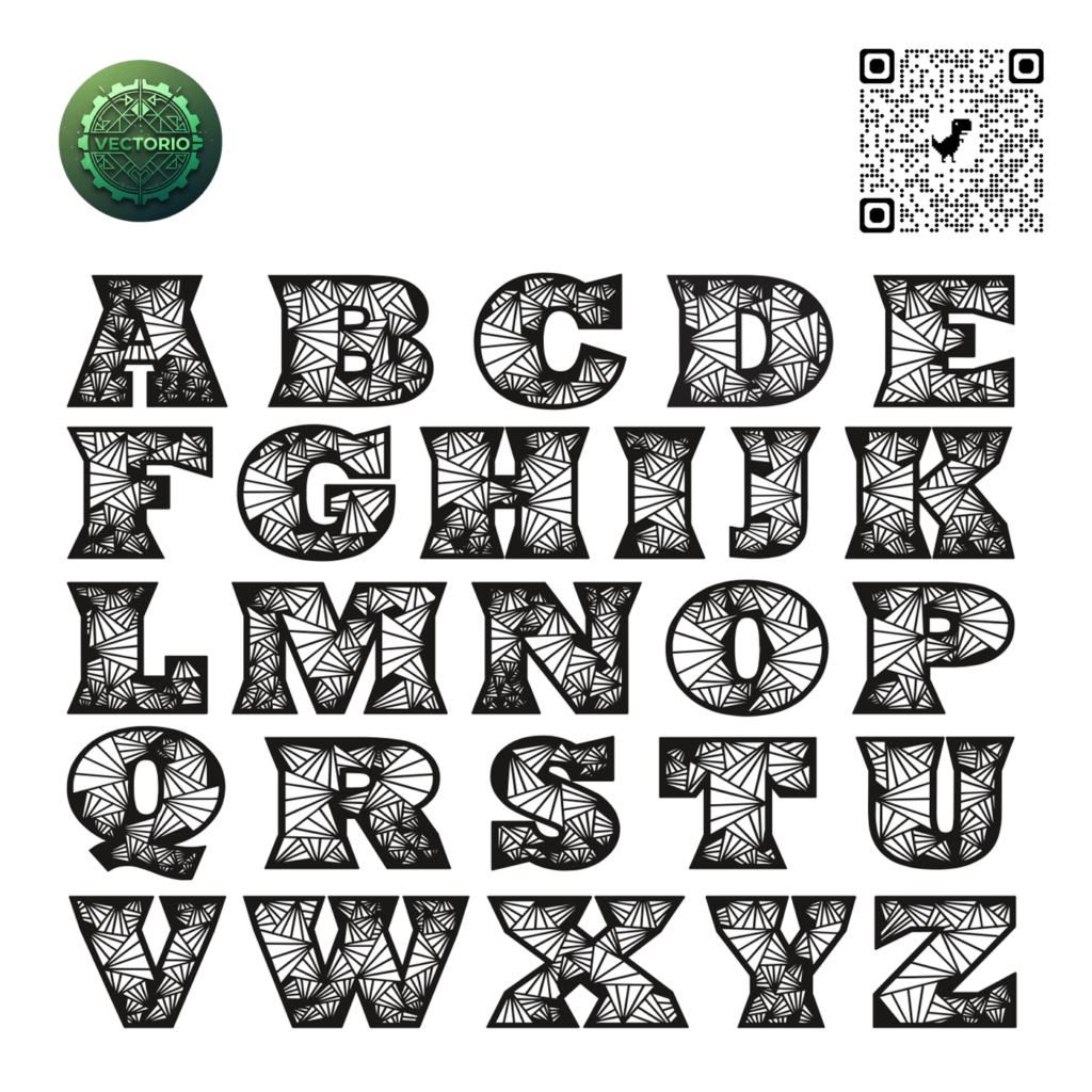 GEOMETRIC ALPHABET vector design for laser cutting and engraving