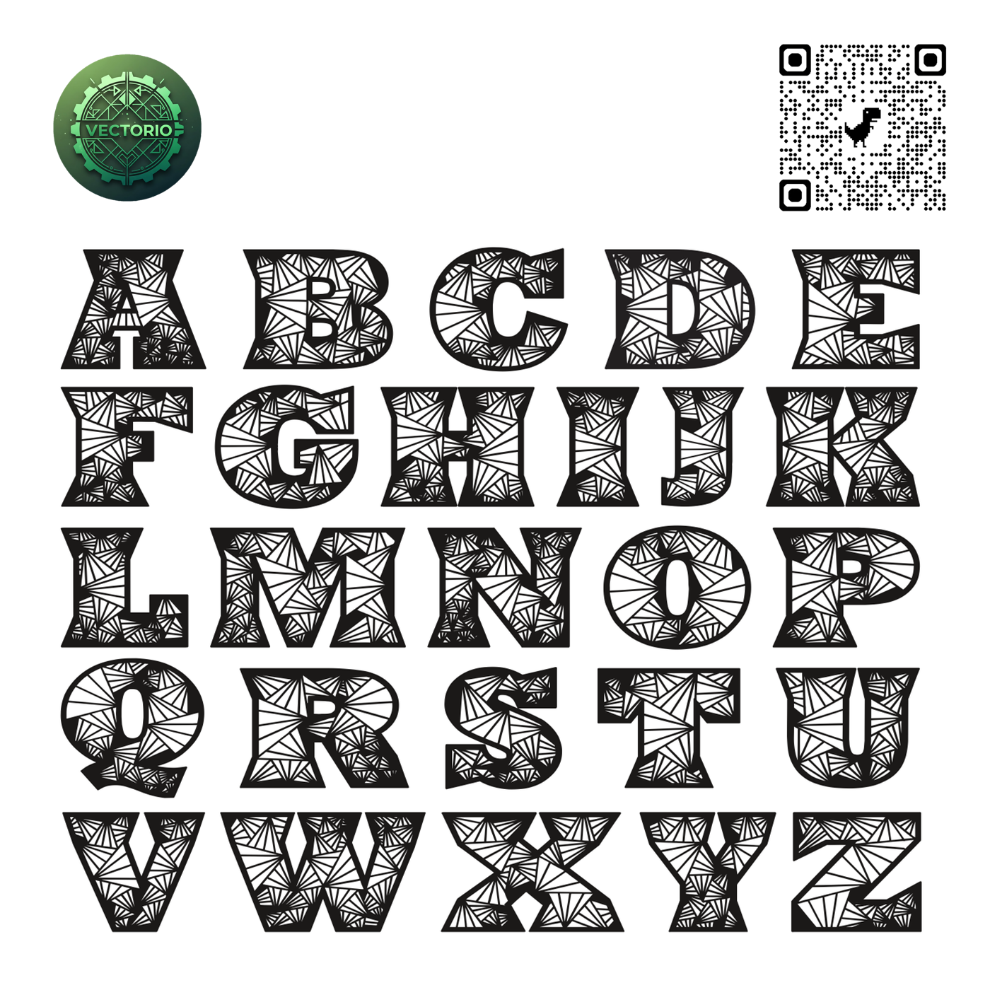 GEOMETRIC ALPHABET vector design for laser cutting and engraving