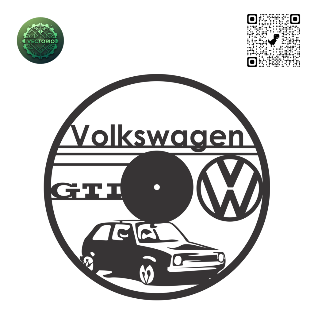 GOLF GTI WALL CLOCK vector design for laser cutting and engraving
