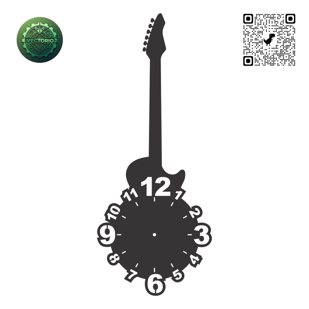 GUITAR WALL CLOCK vector design for laser cutting and engraving