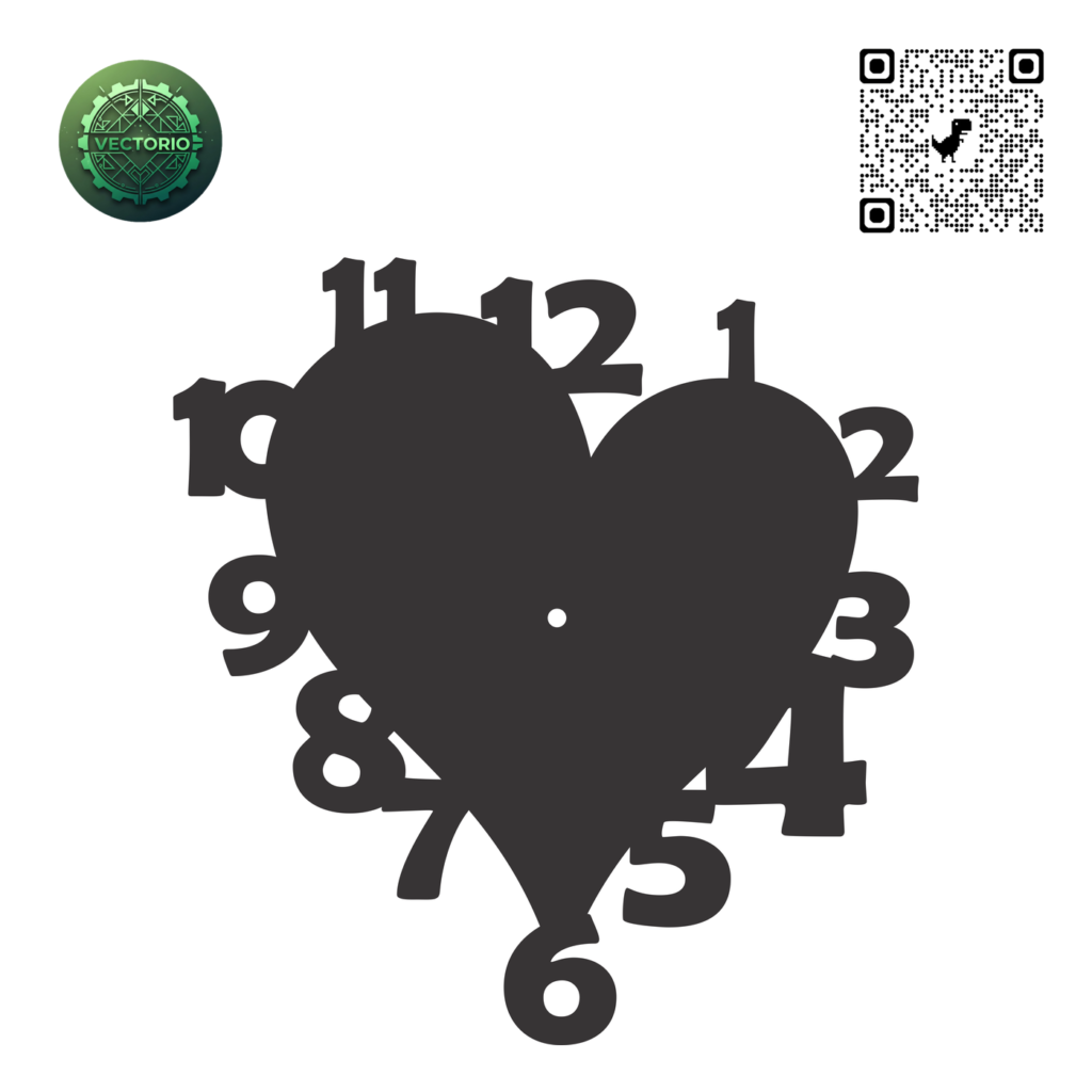 HEART WALL CLOCK 2 vector design for laser cutting and engraving