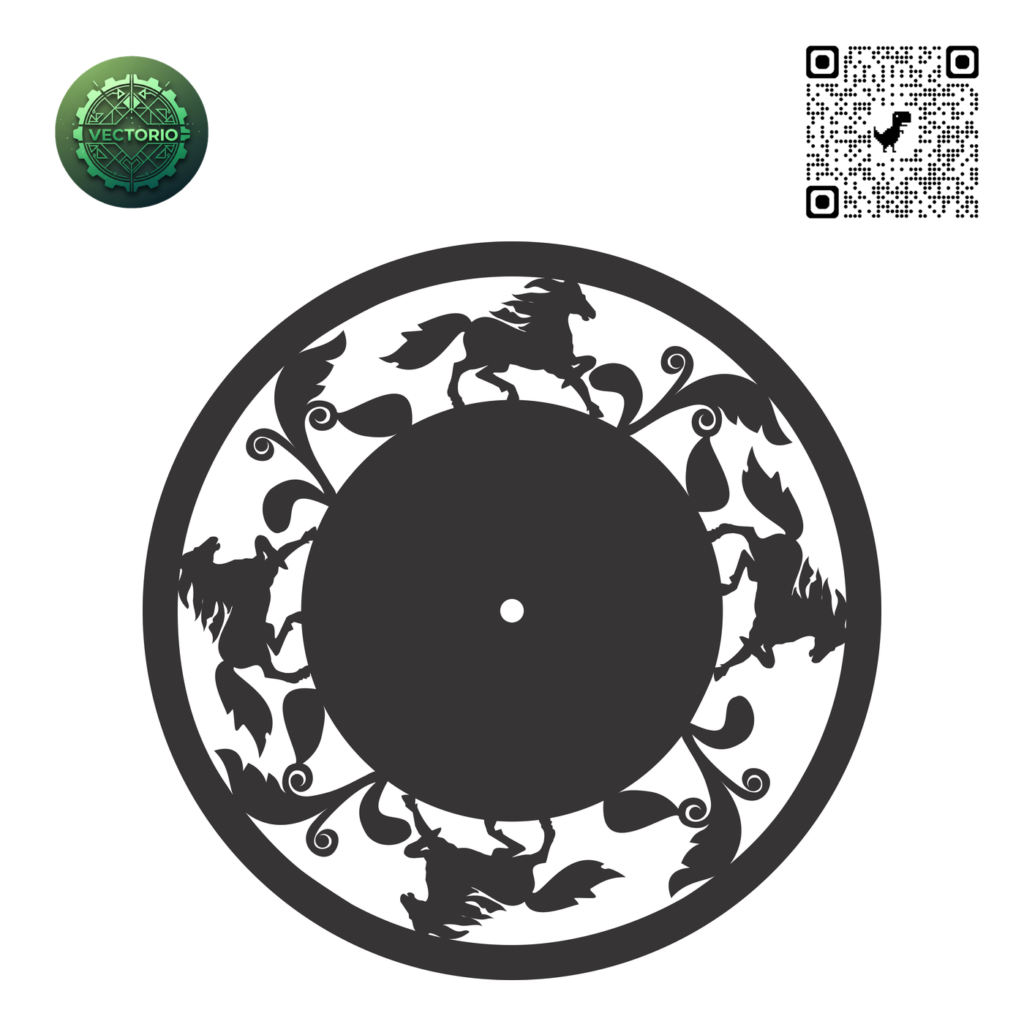 HORSES WALL CLOCK vector design for laser cutting and engraving