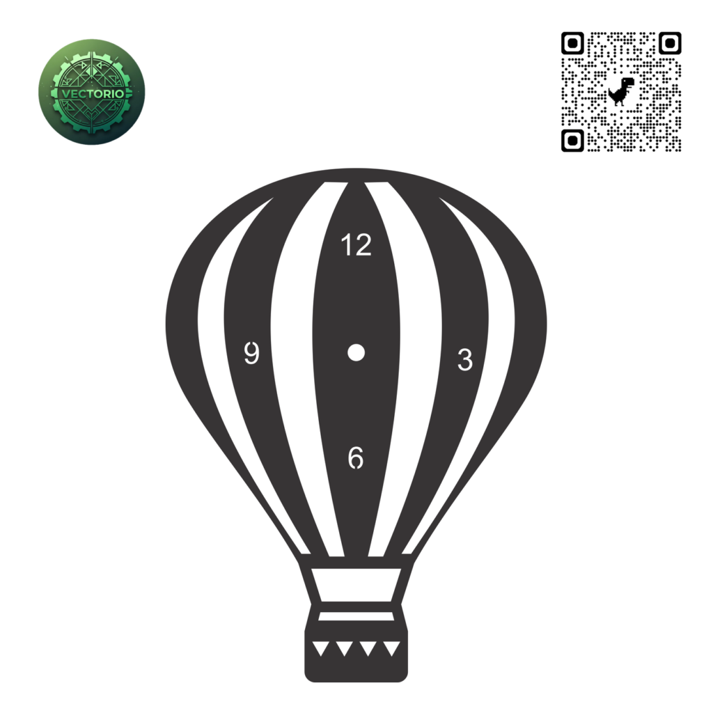 HOT AIR BALLOON WALL CLOCK vector design for laser cutting and engraving