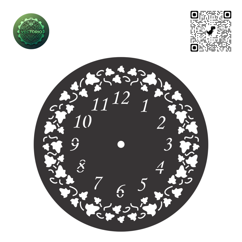 LEAVES WALL CLOCK vector design for laser cutting and engraving