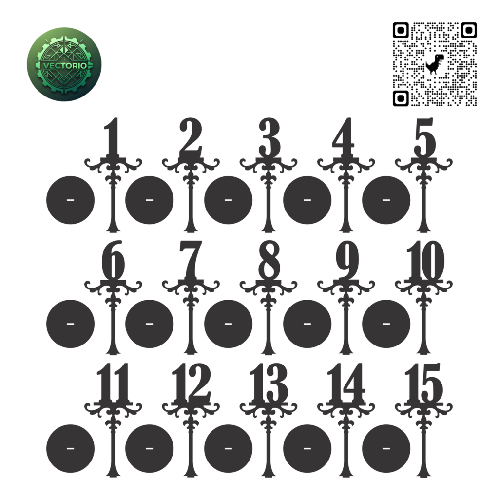MODERN ROUND PLAQUE TABLE NUMBERS vector design for laser cutting and engraving