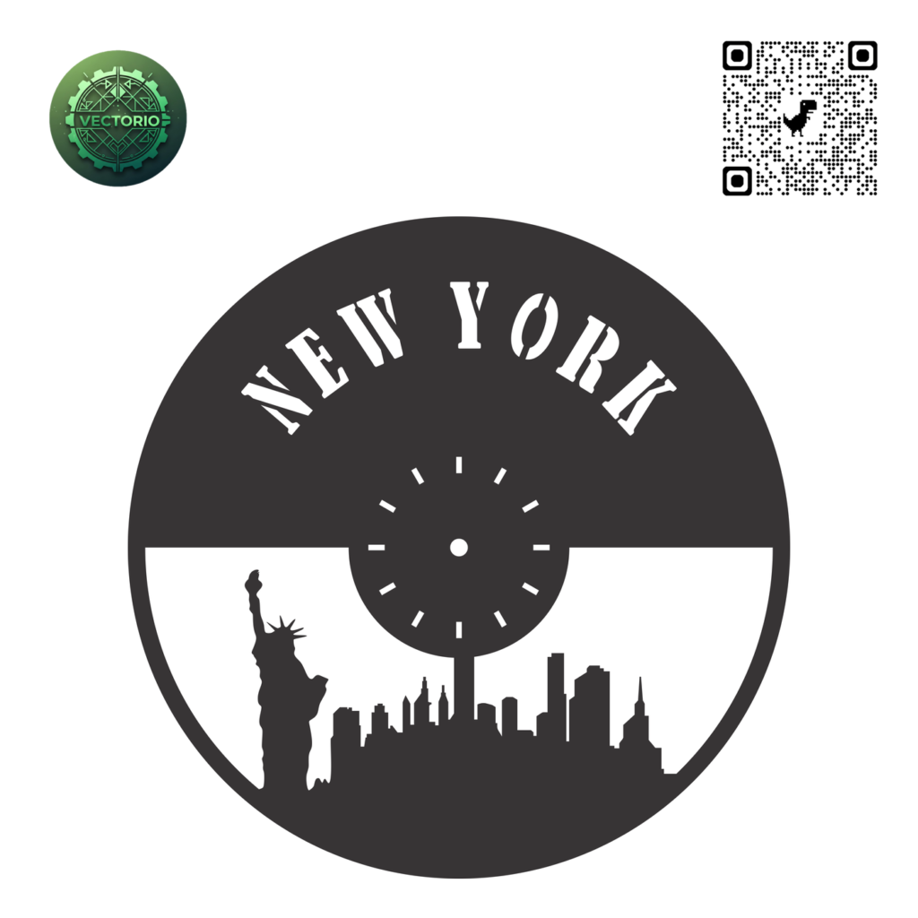 NEW YORK WALL CLOCK vector design for laser cutting and engraving
