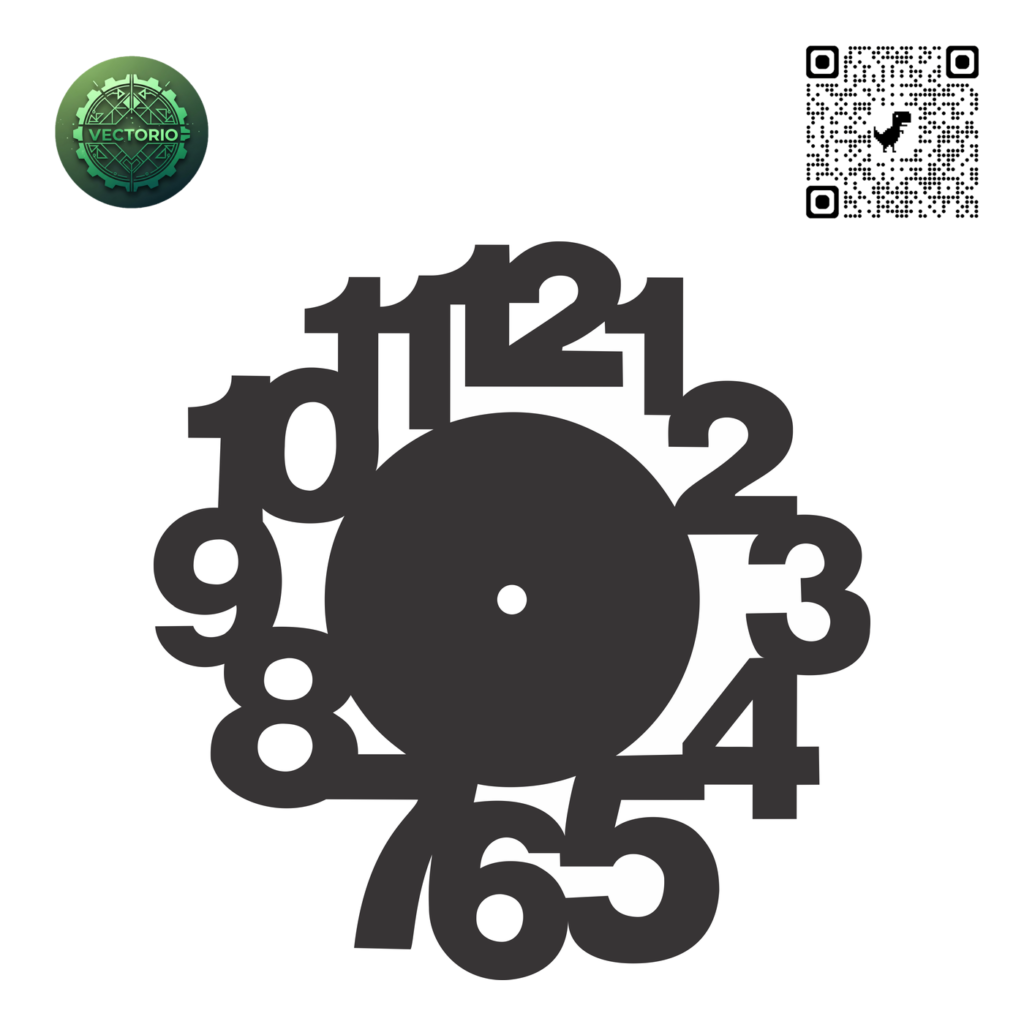 NUMBERS WALL CLOCK 1 vector design for laser cutting and engraving
