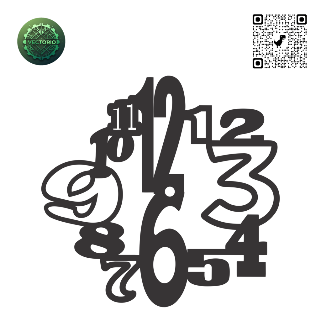 NUMBERS WALL CLOCK 3 vector design for laser cutting and engraving