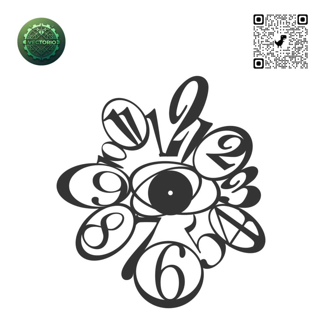 NUMBERS WALL CLOCK 7 vector design for laser cutting and engraving