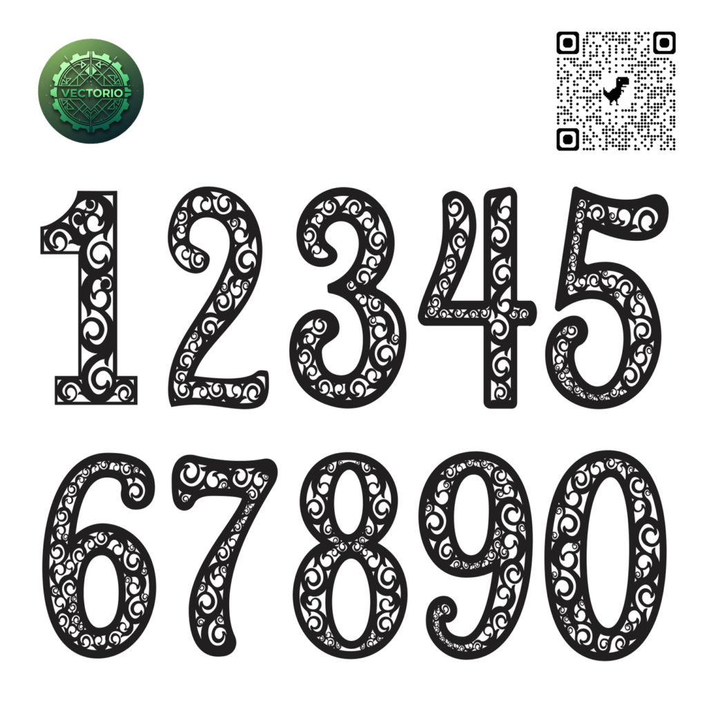 ORNAMENTAL NUMBERS vector design for laser cutting and engraving