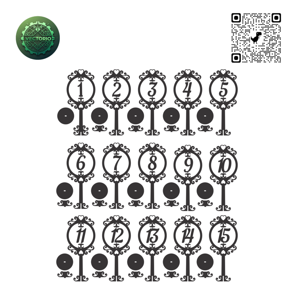 ORNATE CIRCLE EVENT TABLE NUMBERS vector design for laser cutting and engraving