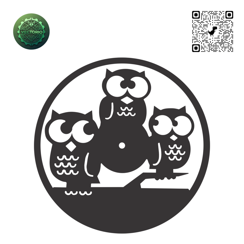 OWL 2 WALL CLOCK vector design for laser cutting and engraving