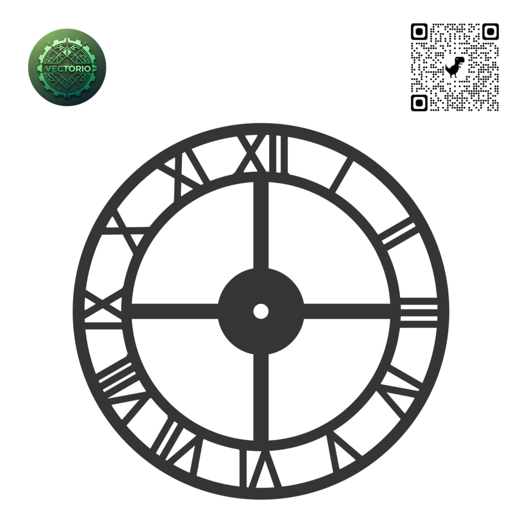 ROMAN NUMBER WALL CLOCK vector design for laser cutting and engraving