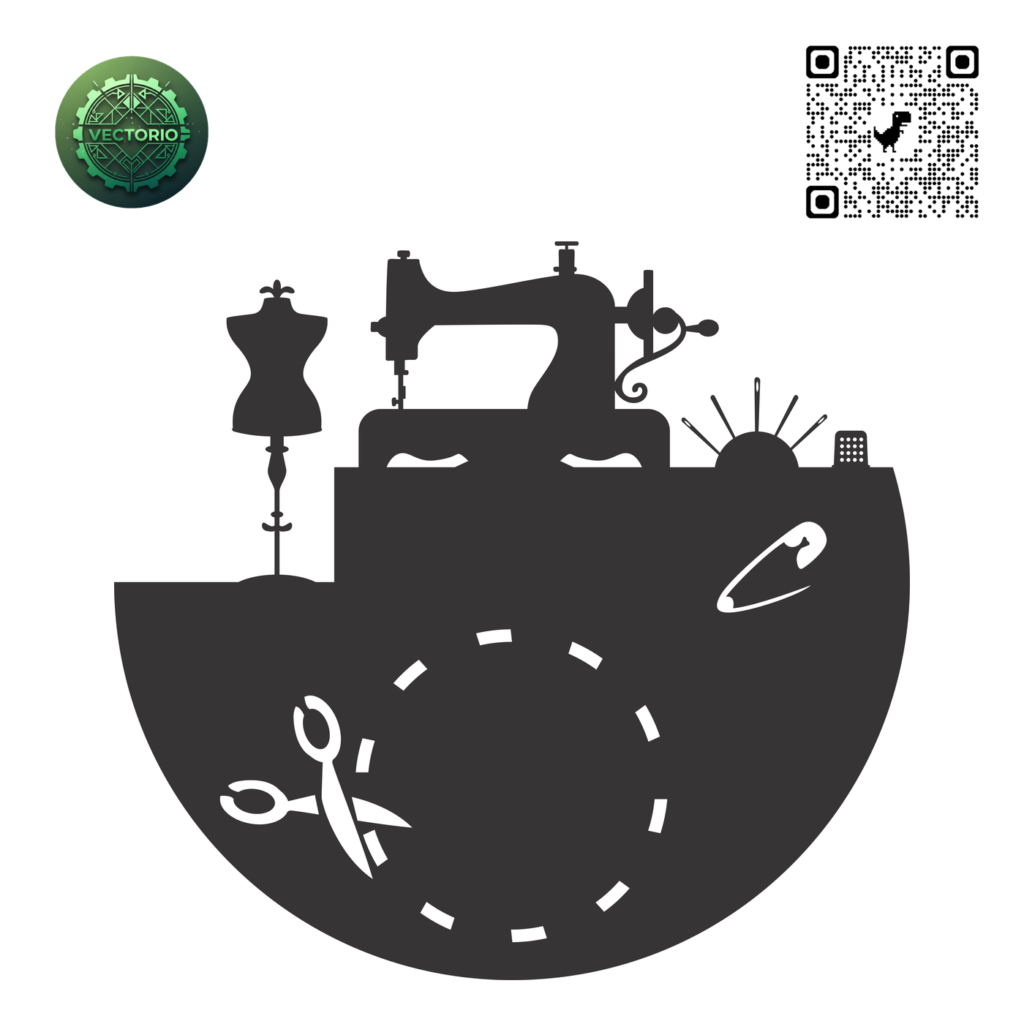 SEWING MACHINE WALL CLOCK vector design for laser cutting and engraving