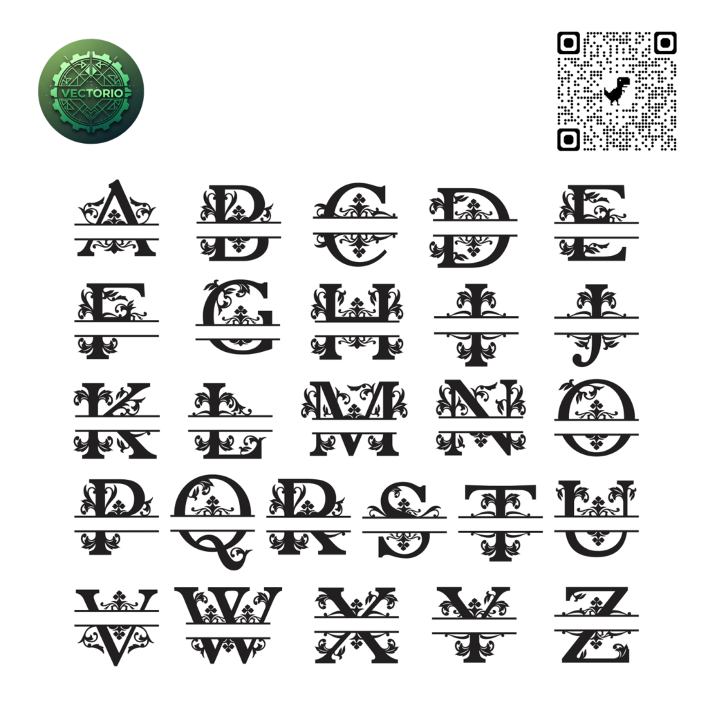 SPLIT LETTERS vector design for laser cutting and engraving