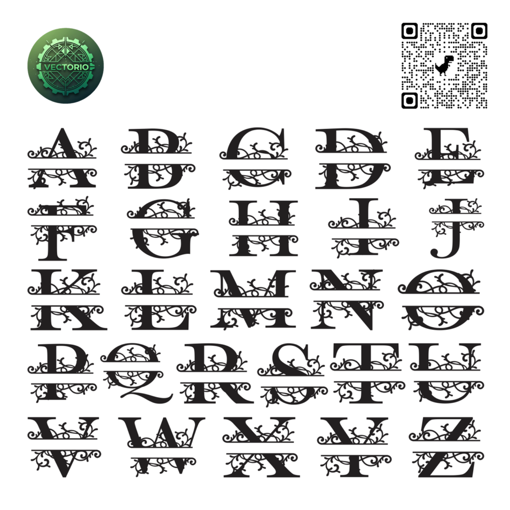 SPLIT LETTERS 2 vector design for laser cutting and engraving