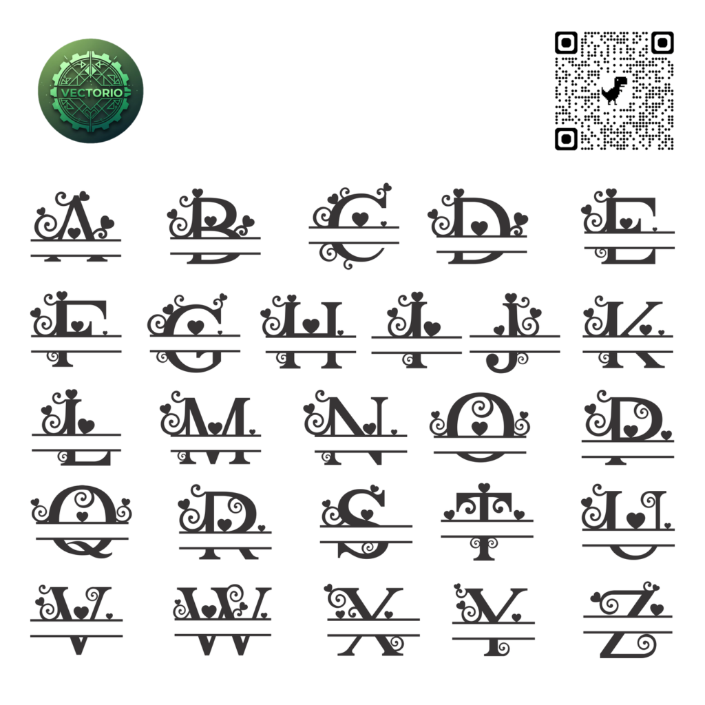 SPLIT LETTERS 3 vector design for laser cutting and engraving