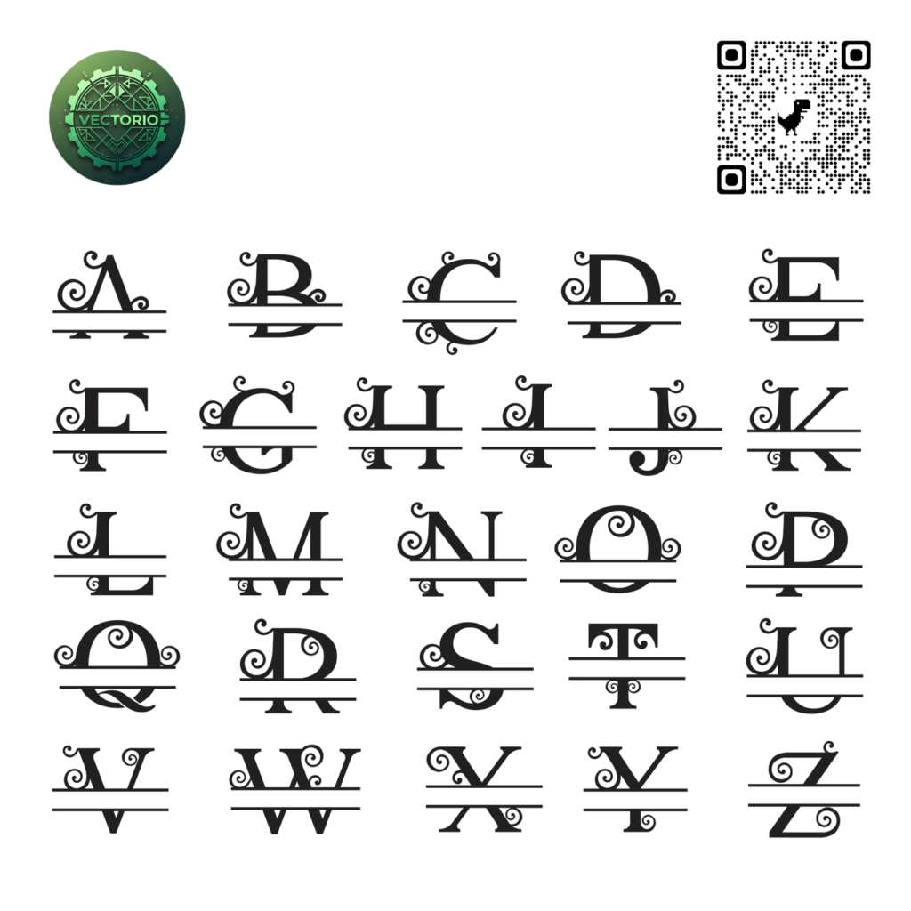 SPLIT LETTERS 4 vector design for laser cutting and engraving