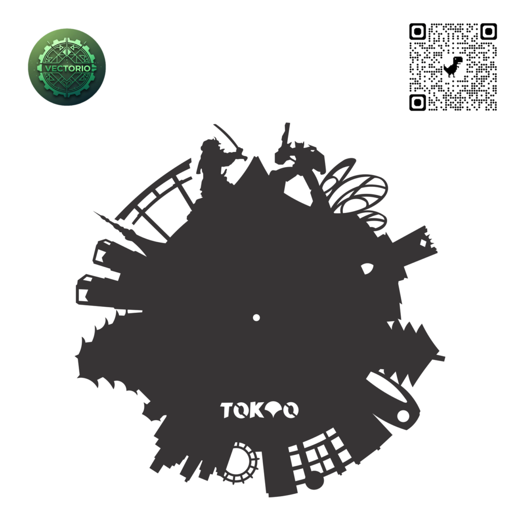 TOKYO WALL CLOCK vector design for laser cutting and engraving