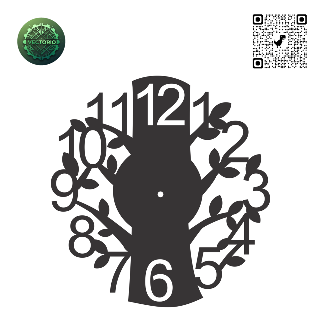 TREE WALL CLOCK vector design for laser cutting and engraving