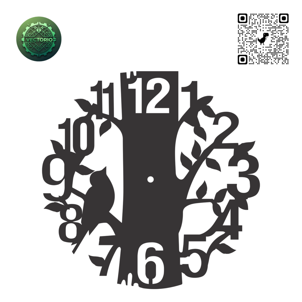 TREE WALL CLOCK 2 vector design for laser cutting and engraving