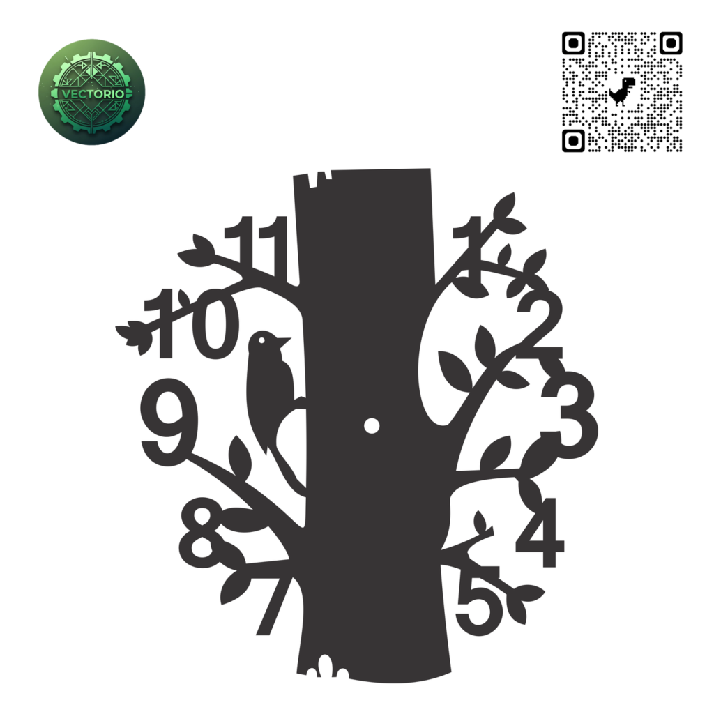 TREE WALL CLOCK 5 vector design for laser cutting and engraving