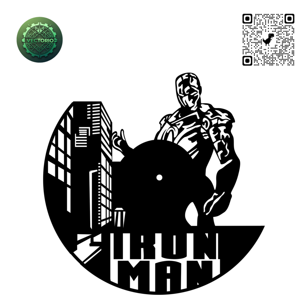 WALL CLOCK IRON MAN vector design for laser cutting and engraving