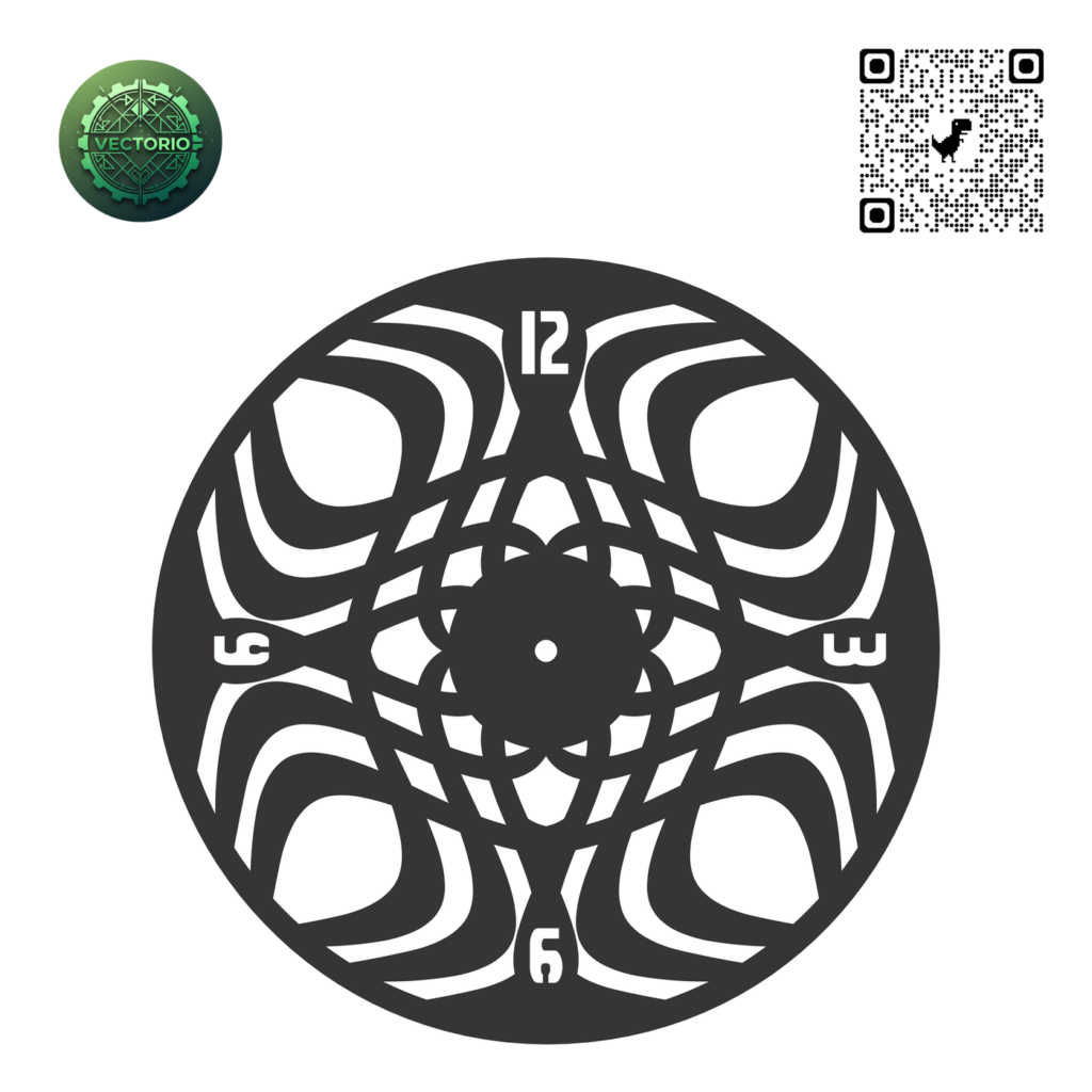 WALL CLOCK MANDALA 3 vector design for laser cutting and engraving