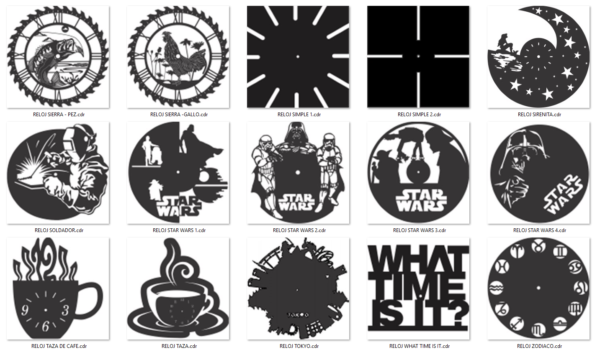 2019-02-12 (10) 140 Wall Clock Vector Pack - Laser Cut & CNC Files (CDR, DXF, SVG, EPS, AI)