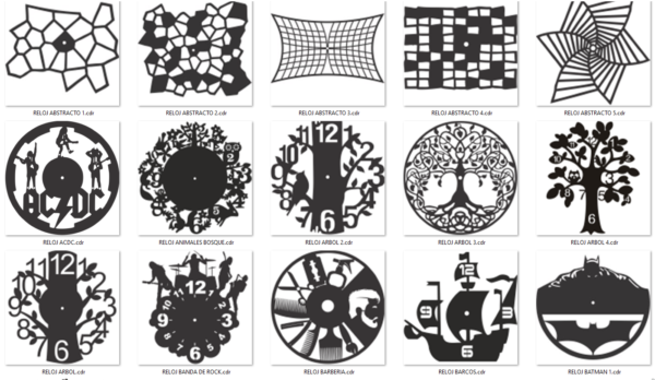 2019-02-12 (2) 140 Wall Clock Vector Pack - Laser Cut & CNC Files (CDR, DXF, SVG, EPS, AI)