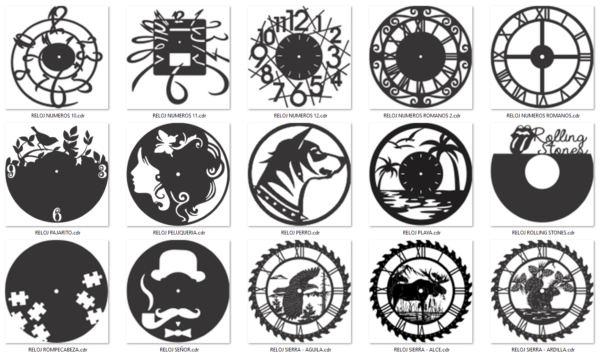 2019-02-12 (8) 140 Wall Clock Vector Pack - Laser Cut & CNC Files (CDR, DXF, SVG, EPS, AI)