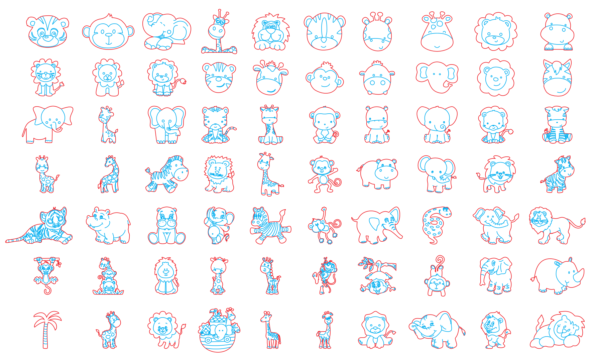 2019-08-23 (2) 240 Cute Animals Figures Vector Pack - Laser Cut & CNC Files (CDR, DXF, SVG, EPS, AI)
