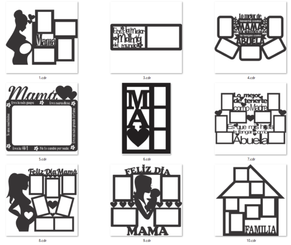 70 Mom & Family Photo Frames Vector Pack - Laser Cut & CNC Files (CDR, DXF, SVG, EPS, AI)