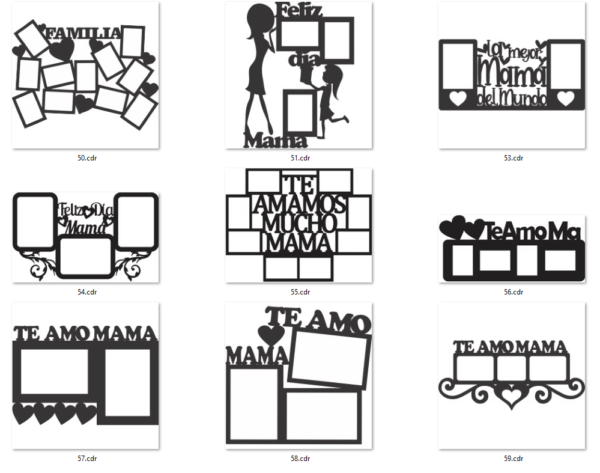 70 Mom & Family Photo Frames Vector Pack - Laser Cut & CNC Files (CDR, DXF, SVG, EPS, AI)