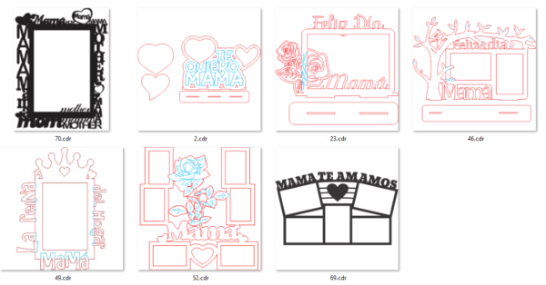 70 Mom & Family Photo Frames Vector Pack - Laser Cut & CNC Files (CDR, DXF, SVG, EPS, AI)