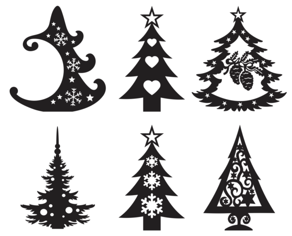 54 Christmas Tree Vector Pack - Laser Cut & CNC Files (CDR, DXF, SVG, EPS, AI)