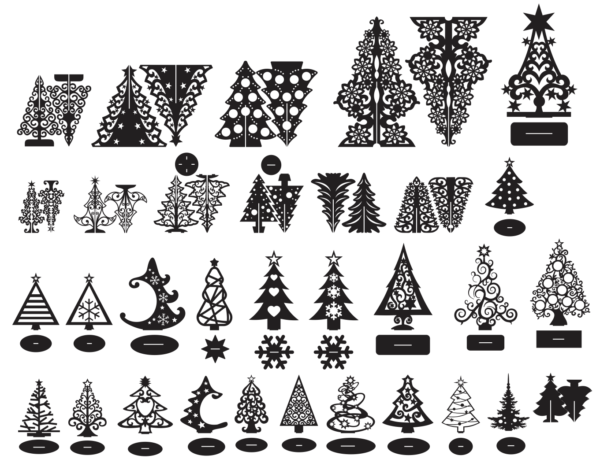 54 Christmas Tree Vector Pack - Laser Cut & CNC Files (CDR, DXF, SVG, EPS, AI)